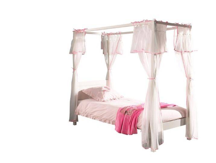 58 aufm Kessel Bettgestell Himmelbett Katerinka 208x98x191 Einzelbett Massivholz Weiß (inkl. Versand, Lieferung bis Verwendungsstelle), Liegefläche 90x200, Himmelbett mit Textilhimmel von OTTO