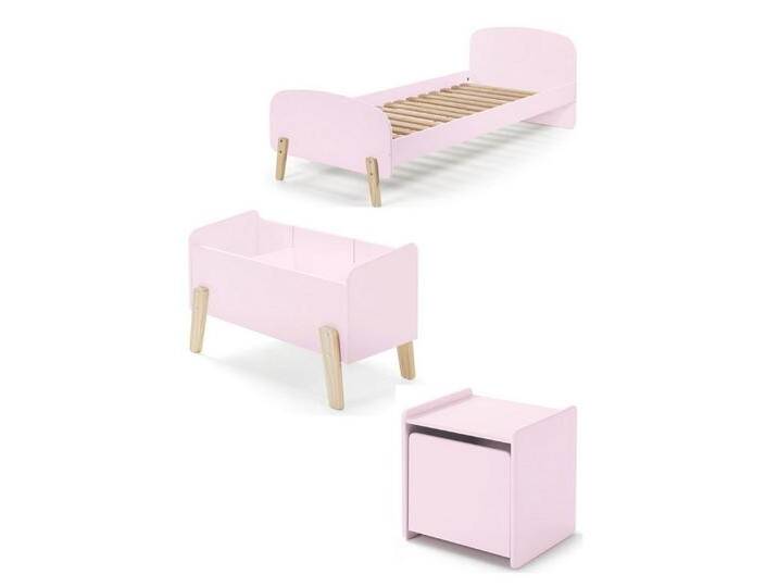58 aufm Kessel Jugendzimmer-Set Kinderzimmer Set Karilynn 3 Bett Kommode Spielkiste Holz+MDF rosa, (inkl. Versand, Lieferung bis Verwendungsstelle), rosaLiegefläche 90 x 200,Lattenrost,Nachtkommode,Spielkiste von OTTO