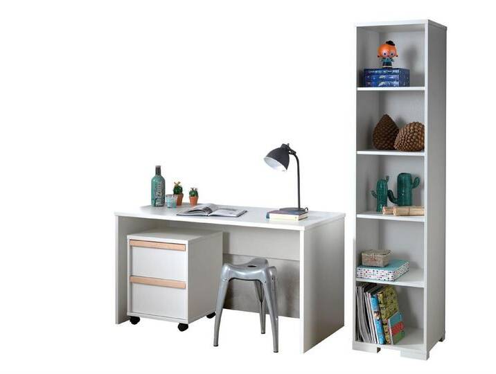 58 aufm Kessel Jugendzimmer-Set Kinderzimmer komplett Kariotta Holzwerkstoff Weiß/Buche LDCO1314, (inkl. Versand, Lieferung bis Verwendungsstelle), Schreibtisch, Rollcontainer von OTTO