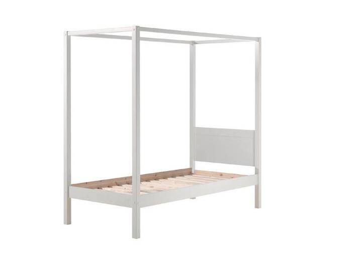 58 aufm Kessel Kinderbett Himmelbett Kathie 208x98x191 Kinderbett Einzelbett Massivholz Weiß (inkl. Versand, Lieferung bis Verwendungsstelle), Liegefläche 90x200 von OTTO
