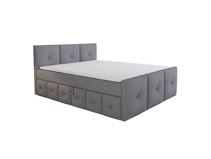A&J MöbelLand GmbH Boxspringbett BOE mit Bettkasten, Topper und gepolstertem Kopfteil. (Boxspringbett mit Bettkasten und gepolstertem Kopfteil. Inclusive Topper !, TOP ANGEBOT), Länge 216 cm Höhe 106 cm, silberfarben von OTTO