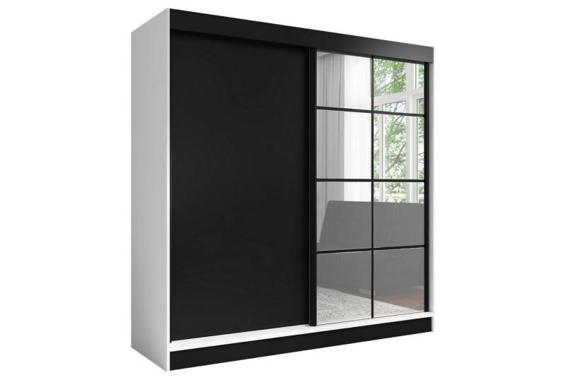 A&J MöbelLand GmbH Schwebetürenschrank TAVIRO 2-türiger Kleiderschrank mit Spiegel (TOP ANGEBOT! Geräumiger Schrank mit einer Breite von 200 cm und Spiegel, ideal zur Aufbewahrung von Kleidung und Accessoires. 3 Schubladen und viel Stauraum. TOP PRODUKT! Wählen Sie das ideale Modell für Ihr Schlafzimmer!, Inclusive 3 Schubladen) Breite: 200 cm, Höhe: 215 cm, Tiefe: 60 cm von A&J MöbelLand GmbH
