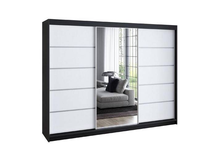 A&J MöbelLand GmbH Schwebetürenschrank VILANO mit 4 Schubladen und Spiegel (nur für kurze Zeit! TOP ANGEBOT! Geräumiger Schrank mit einer Breite von 200 cm und Spiegel, ideal zur Aufbewahrung von Kleidung und Accessoires. 4 Schubladen und viel Stauraum. TOP PRODUKT! Wählen Sie das ideale Modell für Ihr Schlafzimmer!, Inclusive 4 Schubladen) Breite: 200 cm, Höhe: 215 cm, Tiefe: 59,5 cm, schwarz weiß A&J MöbelLand GmbH Schwebetürenschrank VILANO mit 4 Schubladen und Spiegel (nur für kurze Zeit! TOP ANGEBOT! Geräumiger Schrank mit einer Breite von 200 cm und Spiegel, ideal zur Aufbewahrung von Kleidung und Accessoires. 4 Schubladen und viel Stauraum. TOP PRODUKT! Wählen Sie das ideale Modell für Ihr Schlafzimmer!, Inclusive 4 Schubladen) Breite: 200 cm, Höhe: 215 cm, Tiefe: 59,5 cm, schwarz weiß von OTTO