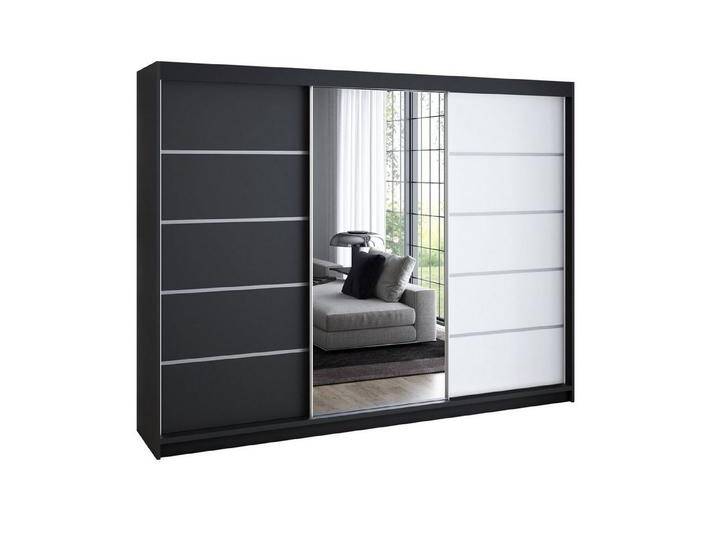 A&J MöbelLand GmbH Schwebetürenschrank VILANO mit 4 Schubladen und Spiegel (nur für kurze Zeit! TOP ANGEBOT! Geräumiger Schrank mit einer Breite von 200 cm und Spiegel, ideal zur Aufbewahrung von Kleidung und Accessoires. 4 Schubladen und viel Stauraum. TOP PRODUKT! Wählen Sie das ideale Modell für Ihr Schlafzimmer!, Inclusive 4 Schubladen) Breite: 200 cm, Höhe: 215 cm, Tiefe: 59,5 cm, schwarz A&J MöbelLand GmbH Schwebetürenschrank VILANO mit 4 Schubladen und Spiegel (nur für kurze Zeit! TOP ANGEBOT! Geräumiger Schrank mit einer Breite von 200 cm und Spiegel, ideal zur Aufbewahrung von Kleidung und Accessoires. 4 Schubladen und viel Stauraum. TOP PRODUKT! Wählen Sie das ideale Modell für Ihr Schlafzimmer!, Inclusive 4 Schubladen) Breite: 200 cm, Höhe: 215 cm, Tiefe: 59,5 cm, schwarz von OTTO