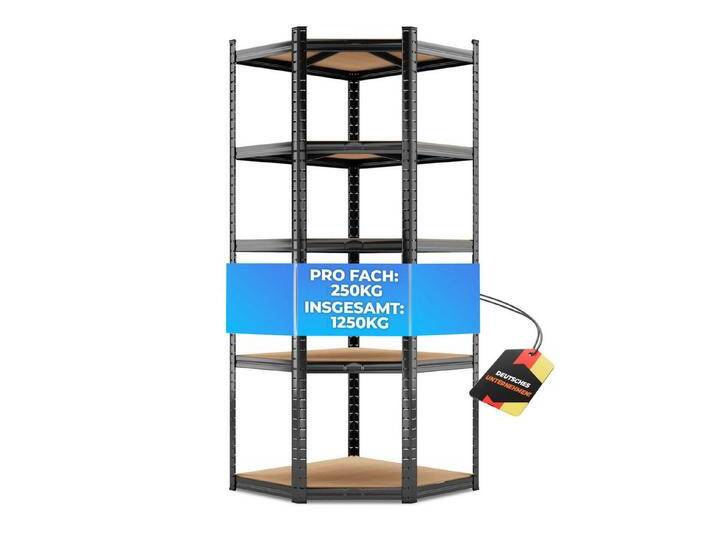 ALL Schwerlastregal Eckregal 180x70x40cm, 1250kg Traglast ideal für Lager & Keller, schwarz, Schwarz von OTTO