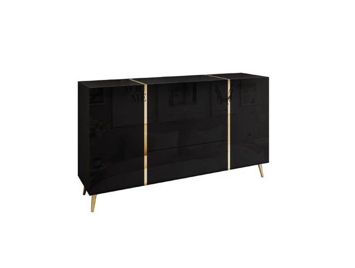ALLHOUSE24 Kommode DIAMANT 158 cm Breite Hochglanz GOLD Sideboard Möbel BERLIN, schwarz, schwarz Hochglanz/schwarz, push-to-open von OTTO