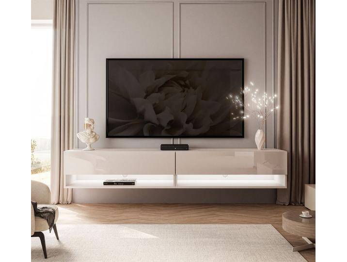 ALLHOUSE24 Lowboard ALISSE 180 cm Breite Hängeschrank TV Schrank LED Beleuchtung, grau, Kaschmir / Kaschmir Hochglanz von OTTO