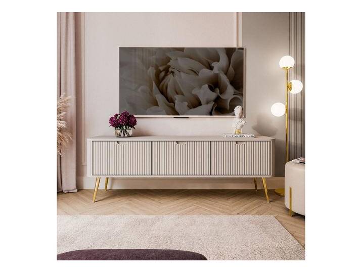 ALLHOUSE24 Lowboard CAREEN 168 cm Geriffelte Fronten TV Schrank Metallfüße Unterschrank, Breite 168 cm, schräge Gold Chrom Beine, kaschmir von OTTO