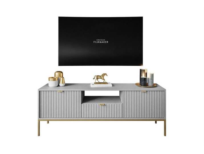 ALLHOUSE24 Lowboard SINTINO GOLD 154 cm Breite Unterschrank geriffelte Fronten BERLIN, grau, grau matt von OTTO