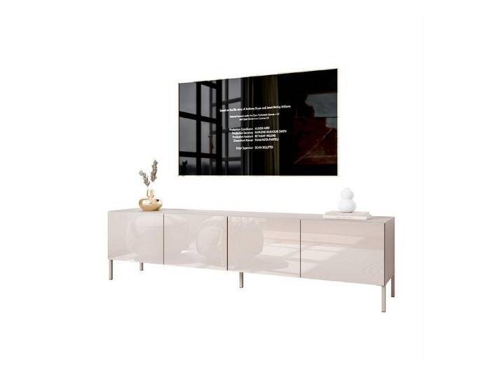 ALLHOUSE24 TV-Schrank LOGANTE 200 KASCHMIR Hochglanz auf Beinen Lowboard Metall Füße (2 x TV Schrank 100 cm breit), grau von OTTO