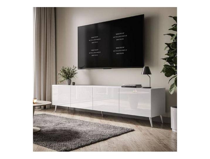 ALLHOUSE24 TV-Schrank LOGANTE 200 cm Breite Unterschrank TV Lowboard Metall Füße 200 cm Breite, weiß, Füße Chrom, Weiß Hochglanz/weiß von OTTO