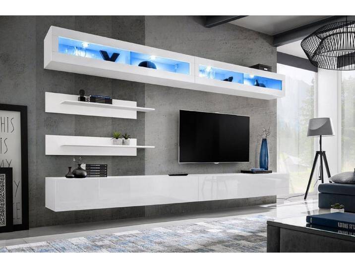 ASM-Moebel Wohnwand Wohnwand FLY I2 mit Hochglanz Push-Click System und Led, Led Beleuchtung, Push-Click System und Hochglanzfronten, weiß, WW ASM-Moebel Wohnwand Wohnwand FLY I2 mit Hochglanz Push-Click System und Led, Led Beleuchtung, Push-Click System und Hochglanzfronten, weiß, WW von OTTO