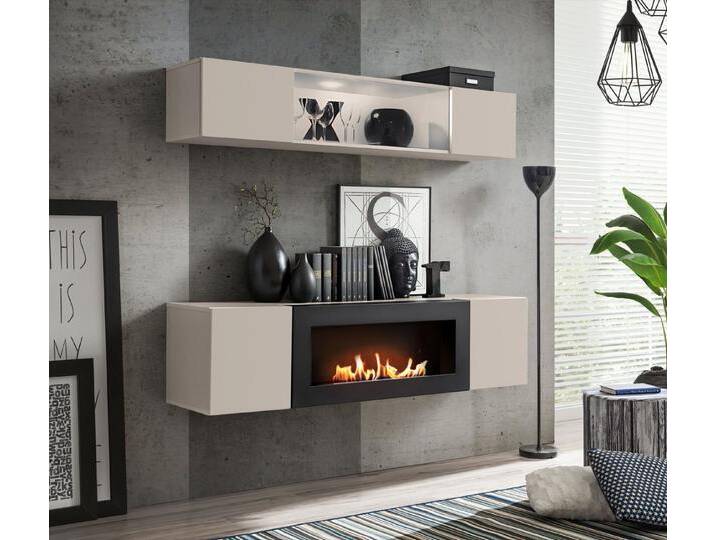 ASM-Moebel Wohnwand Wohnwand FLY N3 CC mit Push-Click System mit Bio Ethanol Kamin und Led, Mit Led Beleuchtung ASM-Moebel Wohnwand Wohnwand FLY N3 CC mit Push-Click System mit Bio Ethanol Kamin und Led, Mit Led Beleuchtung von OTTO