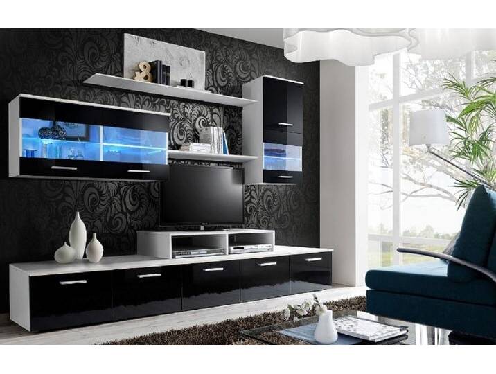ASM-Moebel Wohnwand Wohnwand LOGO II mit Hochglanz Fronten und LED Beleuchtung, schwarz, WSH ASM-Moebel Wohnwand Wohnwand LOGO II mit Hochglanz Fronten und LED Beleuchtung, schwarz, WSH von OTTO