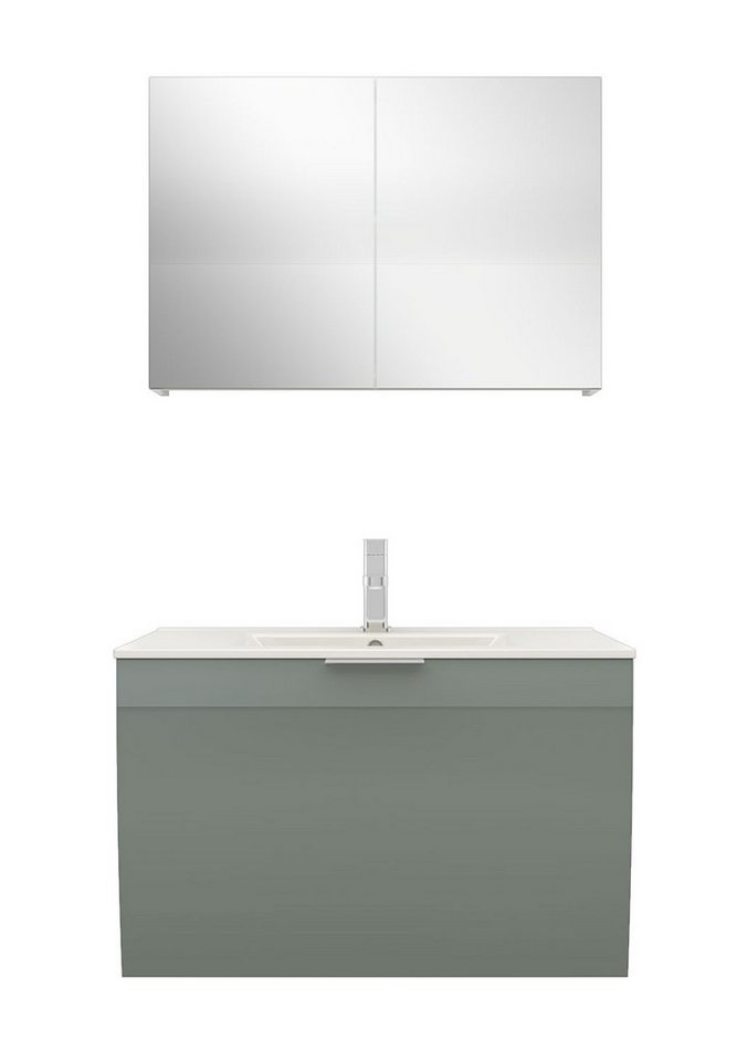 AcquaVapore Badmöbel-Set AcquaVapore Badmöbel Set Gently 1 V1 Weiß/Grau MDF Waschtisch 80cm von AcquaVapore
