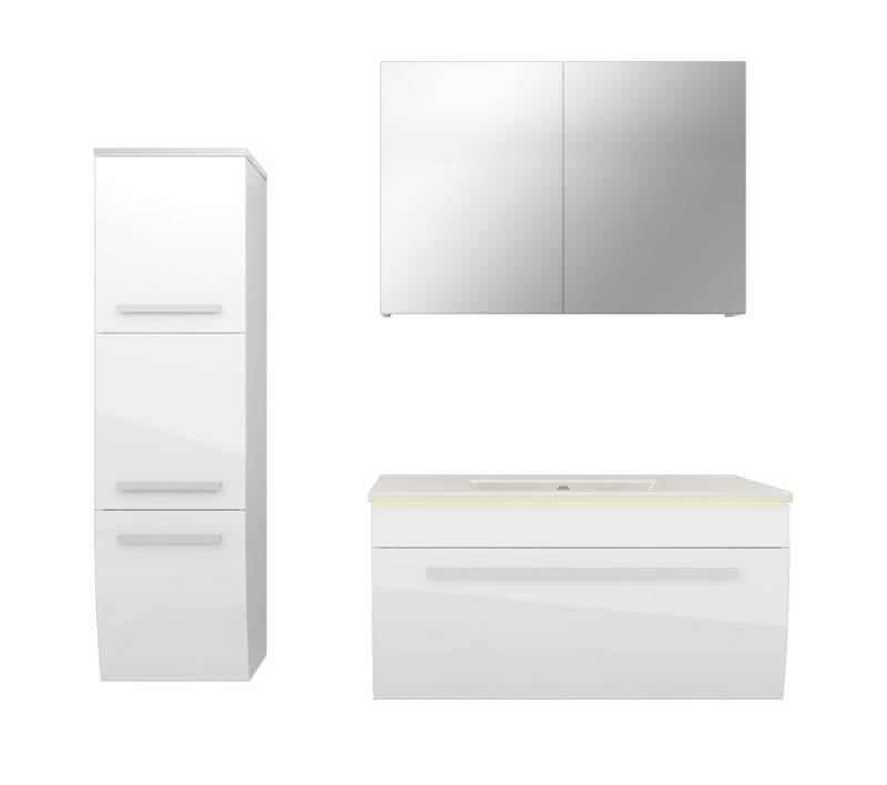 AcquaVapore Badmöbel-Set Badmöbel Set Gently 3 V2-L Weiß Badspiegel Waschtisch 80 cm von AcquaVapore