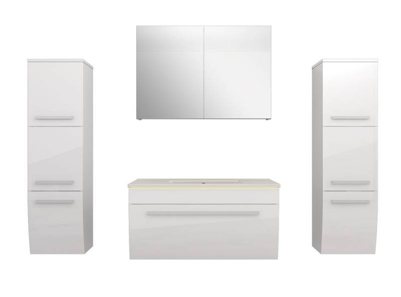 AcquaVapore Badmöbel-Set Badmöbel Set Gently 3 V3 Weiß Badspiegel Waschtisch 80 cm von AcquaVapore