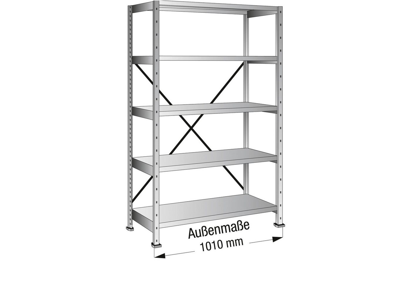 Aktenregal Steckregal 128103 Grund 1.000x1.920x200mm 5OH verzinkt von OTTO