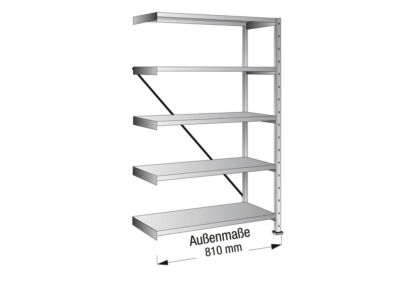 Aktenregal Steckregal 128283 Anbau 800x1.920x200mm 5OH verzinkt von OTTO