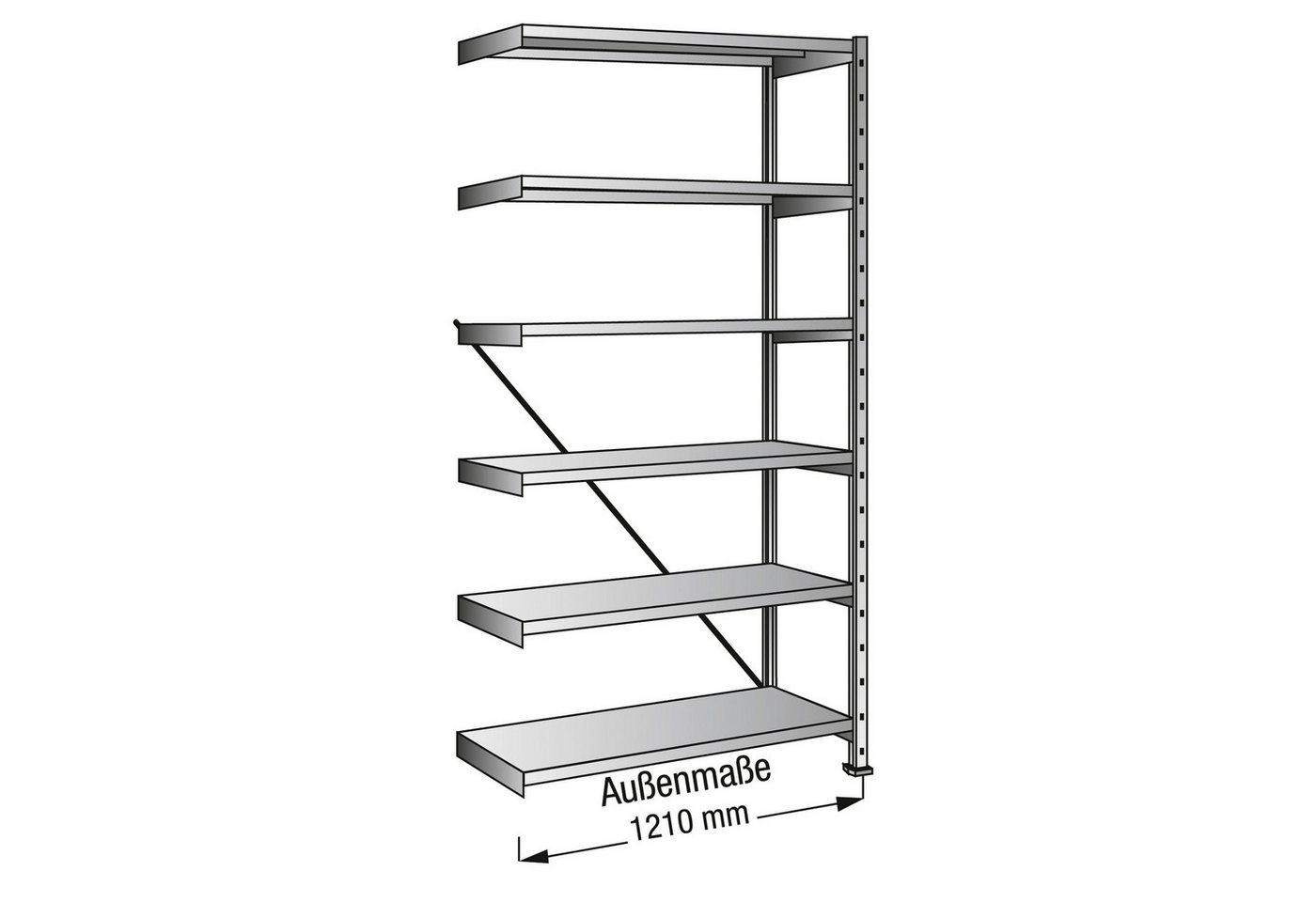 Aktenregal Steckregal 421223 Anbau 1.200x2.280x200mm 6OH verzinkt von OTTO