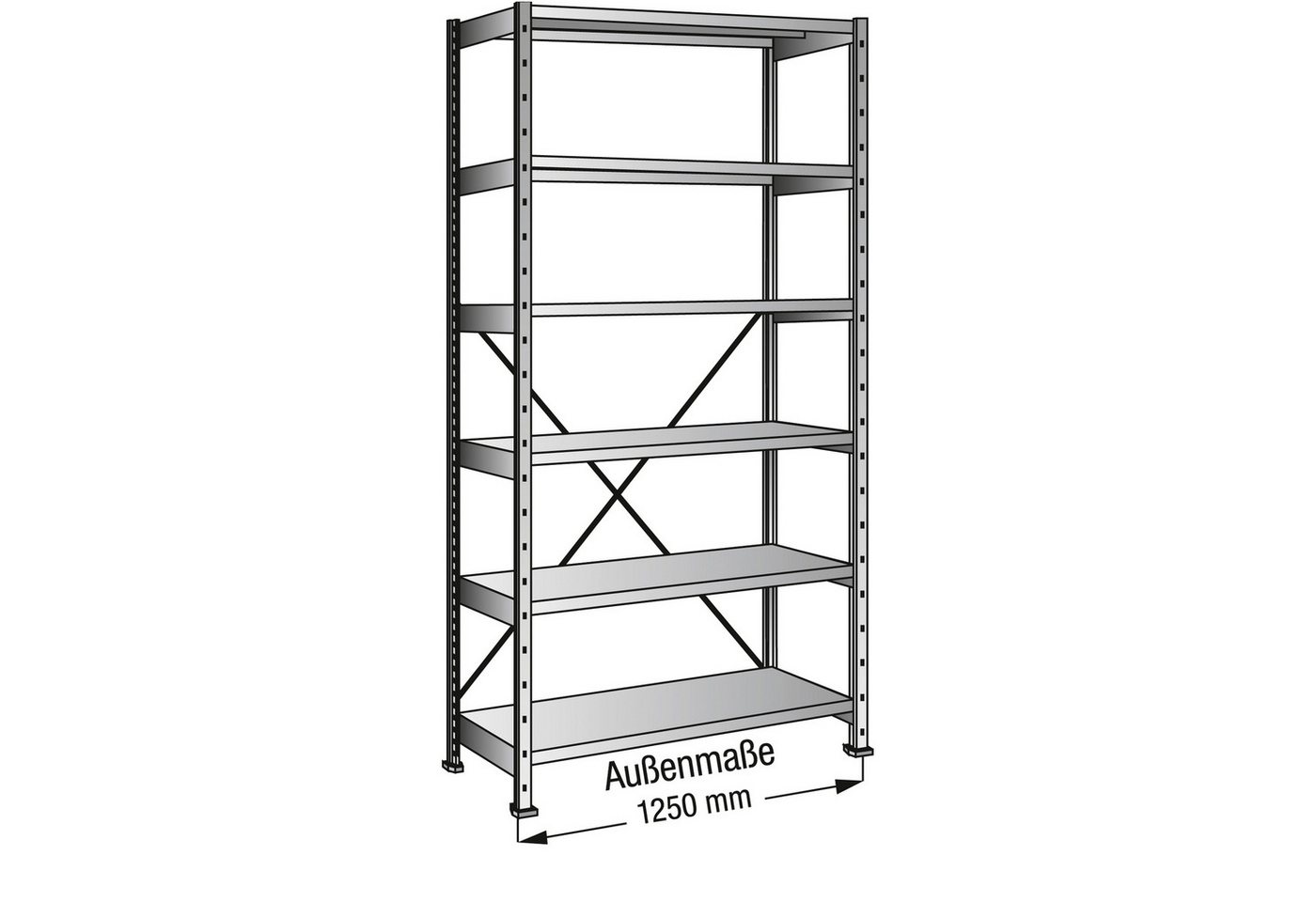 Aktenregal Steckregal 431123 Grund 1.200x2.280x300mm 6OH verzinkt von OTTO
