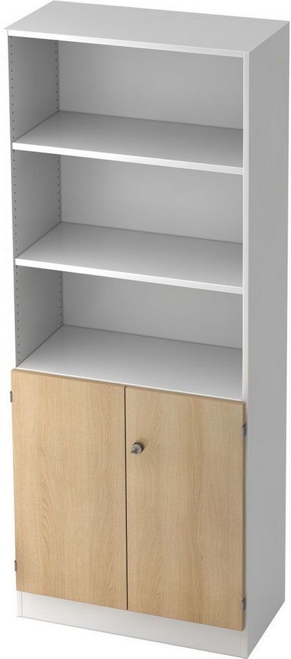 HAMMERBACHER Aktenregal Regal 5 OH 2 OH 80x42x200,4cm Türen Sockelblende Griff SG Weiß/Eiche HAMMERBACHER Aktenregal Regal 5 OH 2 OH 80x42x200,4cm Türen Sockelblende Griff SG Weiß/Eiche von HAMMERBACHER