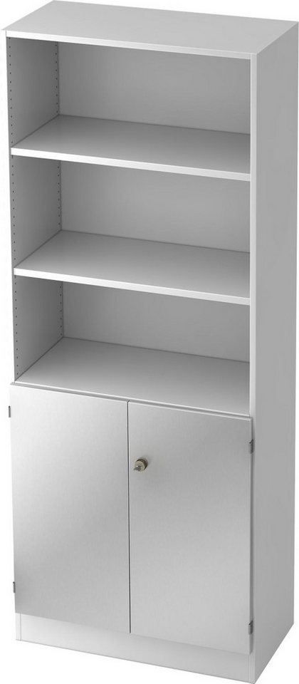 HAMMERBACHER Aktenregal Regal 5 OH 2 OH 80x42x200,4cm Türen Sockelblende Griff SG Weiß/Silber HAMMERBACHER Aktenregal Regal 5 OH 2 OH 80x42x200,4cm Türen Sockelblende Griff SG Weiß/Silber von HAMMERBACHER