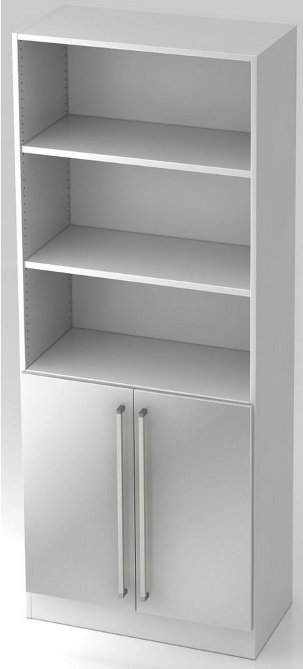 HAMMERBACHER Aktenregal Regal 5 OH 80x42x200,4cm 2 Türen unten Sockelblende Griff CE Weiß/Silb HAMMERBACHER Aktenregal Regal 5 OH 80x42x200,4cm 2 Türen unten Sockelblende Griff CE Weiß/Silb von HAMMERBACHER