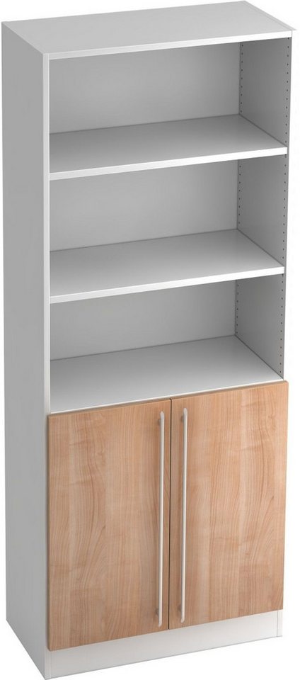 HAMMERBACHER Aktenregal Regal 5 OH 80x42x200,4cm 2 Türen unten Sockelblende Griff RE Weiß/Nuss HAMMERBACHER Aktenregal Regal 5 OH 80x42x200,4cm 2 Türen unten Sockelblende Griff RE Weiß/Nuss von HAMMERBACHER