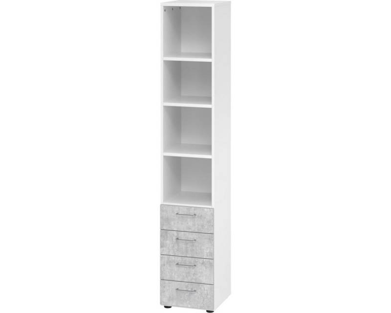 HAMMERBACHER Aktenregal Regal 6OH 40x42x74,8cm 4 Schübe Griff BS Weiß/Beton von HAMMERBACHER