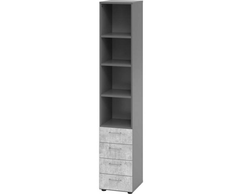 HAMMERBACHER Aktenregal Regal 6OH 40x42x74,8cm 4 Schübe Griff BS Graphit/Beton von HAMMERBACHER