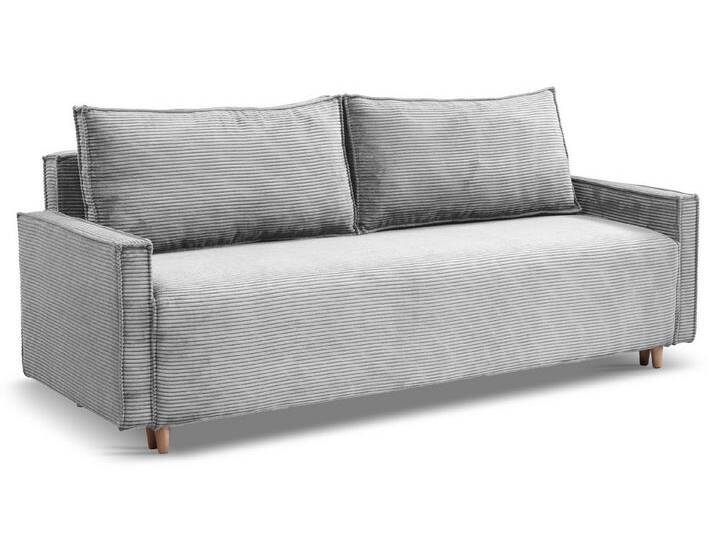 Ankado24 Schlafsofa Poso mit Bettfunktion und Bettkasten - Skandinavischer Stil, grau, Hellgrau von OTTO