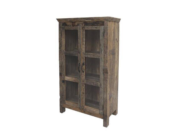 Annimuck Standvitrine Chic Antique Grimaud Vitrinenschrank H140/L80/B48 cm natur Vollholz (1-St) von OTTO