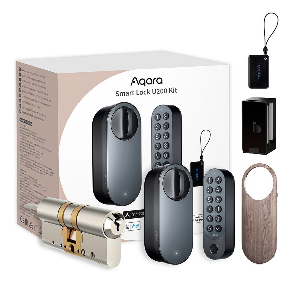 Aqara Türschlossantrieb U200 Smartes Türschloss Kit, (Bluetooth, Matter over Thread, Smartlock mit Apple Home Key, Einfache Installation, Verschiedene Entriegelungsmethoden) von Aqara