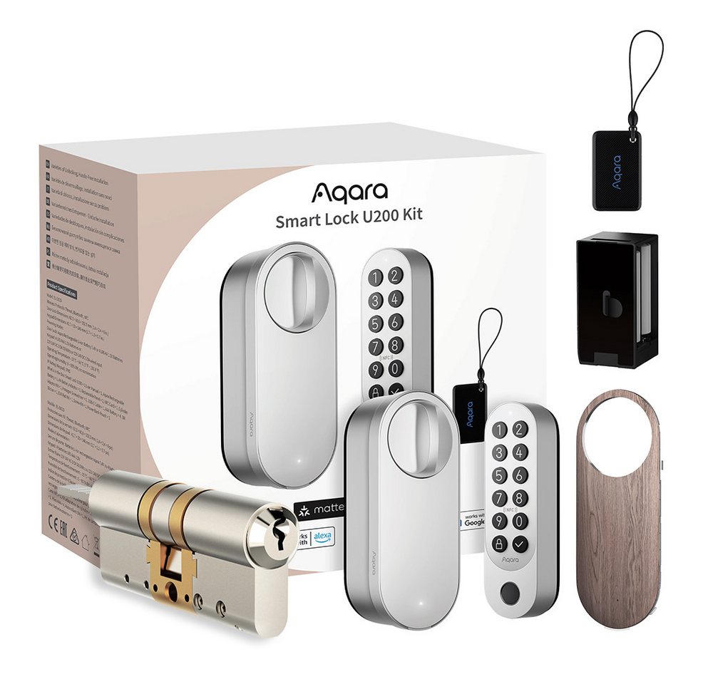Aqara Türschlossantrieb U200 Smartes Türschloss Kit, (Bluetooth, Matter over Thread, Smartlock mit Apple Home Key, Einfache Installation, Verschiedene Entriegelungsmethoden) von Aqara