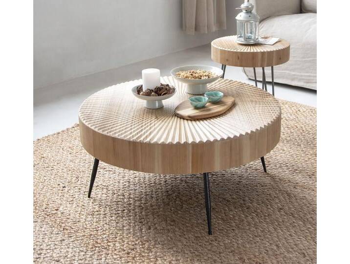 Art Leon Couchtisch GR-JY1450-8611-8613 (Couchtisch Rund Holz Coffee Table Rund Naturbraun Verfügbar über 40x40x46.7cm, 60x60x42cm, 80x80x36.5cm (BxHxT), 2-St., 1 Stück/2er Set), Couch Table Kiefer Wohnzimmertisch Beistelltisch für Wohnzimmer, braun von OTTO