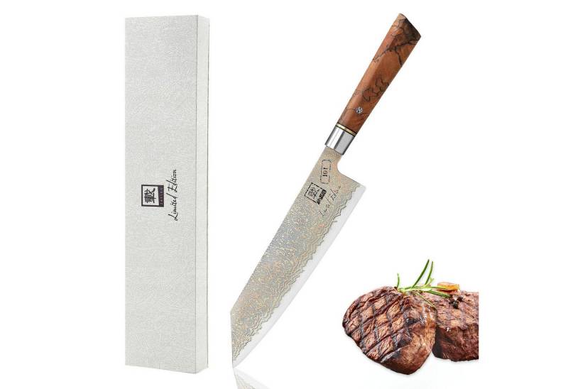 ZAYIKO Asiamesser Limited Edition Kupfer Damast Chefmesser 21 cm Klinge I Ahornholzgriff, Kupfer Damaststahl, VG-10 Stahlkern von ZAYIKO