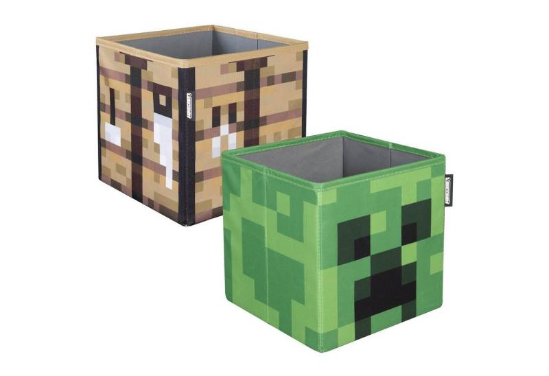 Aufbewahrungsbox 2er Set MINECRAFT, Braun, Grün, Stoff, Klappbar, B 27 x H 27 x T 27 cm von OTTO