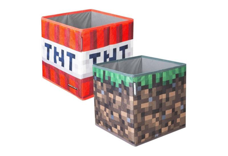 Aufbewahrungsbox 2er Set MINECRAFT, Mehrfarbig, Stoff, Klappbar, B 27 x H 27 x T 27 cm von OTTO