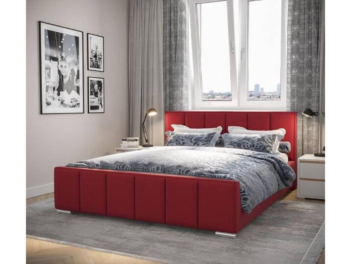 B&B Home Polsterbett Stauraumbett Schlafbett Bett Fancy (mit Bettkasten und Lattenrost (mit oder ohne Matratze), rot, ohne Matratze, jasmine60 von OTTO