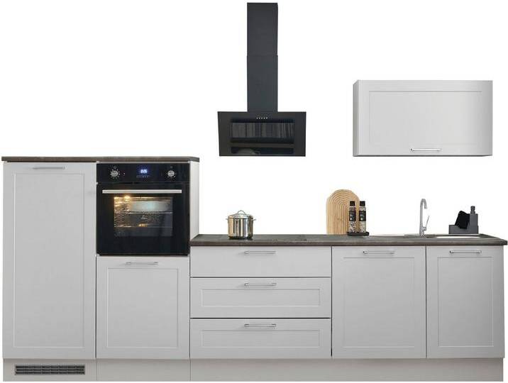 BASIC by Balculina Küchenzeile Marsi, Breite 320 cm, höhenverstellbare Füße, mit Soft-Close-Funktion, weiß, mit E-Geräten, mit Spüle von OTTO