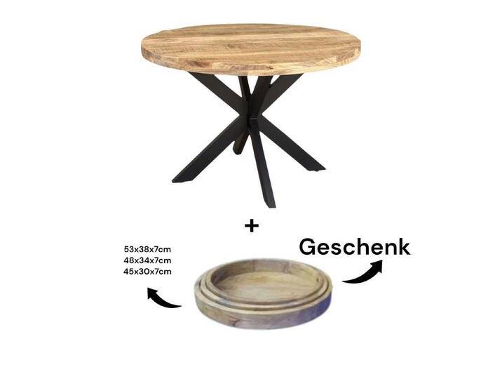 BENEDO MÖBEL Esstisch, 3-er Set Mango Echtholz Tablett Geschenkt!, Ø110 BENEDO MÖBEL Esstisch, 3-er Set Mango Echtholz Tablett Geschenkt!, Ø110 von OTTO
