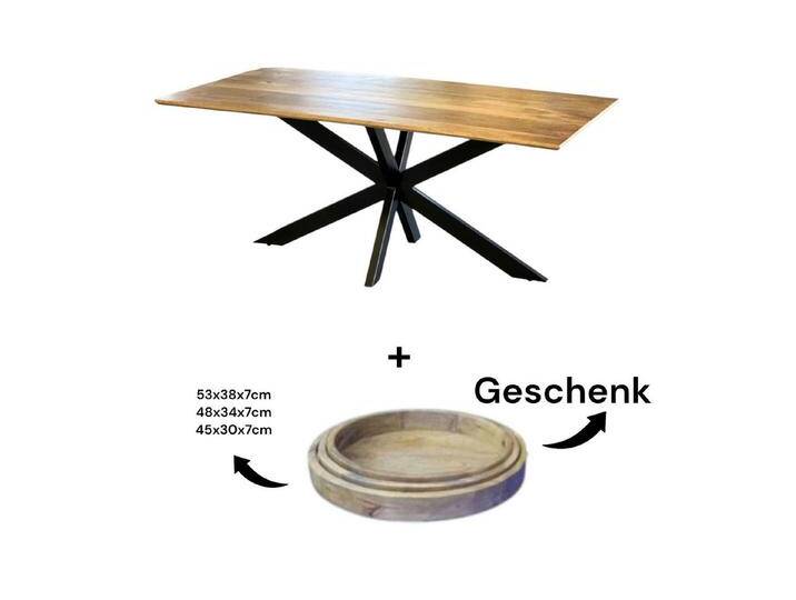 BENEDO MÖBEL Esstisch Laar, Rechteckig Schweizerkante, Mangoholz, 3-er Set Mango Echtholz Tablett Geschenkt!, 220 x 100 cm BENEDO MÖBEL Esstisch Laar, Rechteckig Schweizerkante, Mangoholz, 3-er Set Mango Echtholz Tablett Geschenkt!, 220 x 100 cm von OTTO