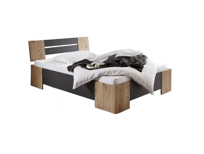 BMG Möbel Futonbett Graz (Bett 140x200 Doppelbett Jugendbett in 5 Farben, Made in Germany), mit oder ohne Rollrost, schwarz, Mit Rollrost von OTTO
