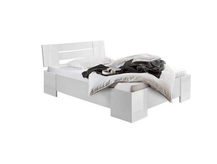 BMG Möbel Futonbett Graz (Bett 140x200 Doppelbett Jugendbett in 5 Farben, Mit Rollrost), mit oder ohne Rollrost, weiß, Mit Rollrost, Weiß Hochglanz von OTTO