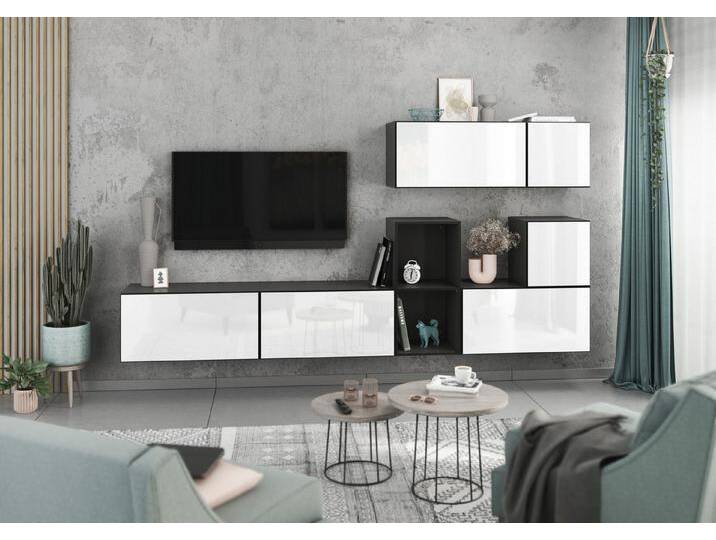 BMG Möbel Wohnwand Modul+, (7- teilig., besteht aus 4x Schrank mit Klappe, 2x Schrank mit Tür,1x offenes Regal), MDF Fronten tiefgezogen von OTTO