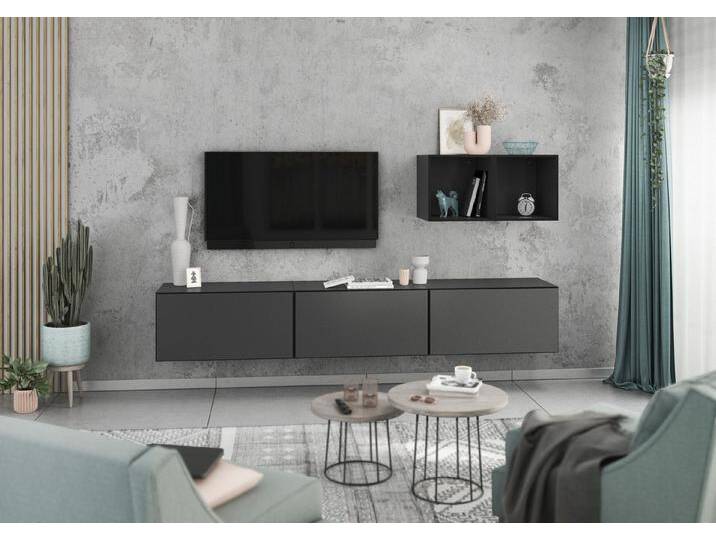 BMG Möbel Wohnwand Colorado, (Lowboard-Set mit Wandregalen bestehend aus, 3x Hängeelement mit Klappen, 2x offenes Würfelregal), wandhängend mit Softclose von OTTO