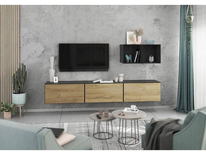 BMG Möbel Wohnwand Colorado, (Lowboard-Set mit Wandregalen bestehend aus, 3x Hängeelement mit Klappen, 2x offenes Würfelregal), wandhängend mit Softclose von OTTO