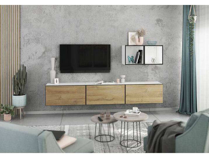 BMG Möbel Wohnwand Colorado, (Lowboard-Set mit Wandregalen bestehend aus, 3x Hängeelement mit Klappen, 2x offenes Würfelregal), wandhängend mit Softclose von OTTO