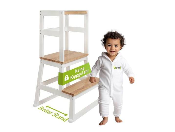 BOMI Stehhilfe Lernturm Swubi (1 St), Montessori Kinder Schemel Kinderhocker aus Holz, beige, natur-weiß von OTTO